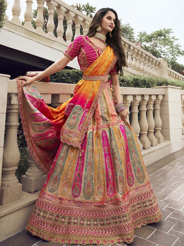 Multicolor Banarasi Silk Lehenga Choli